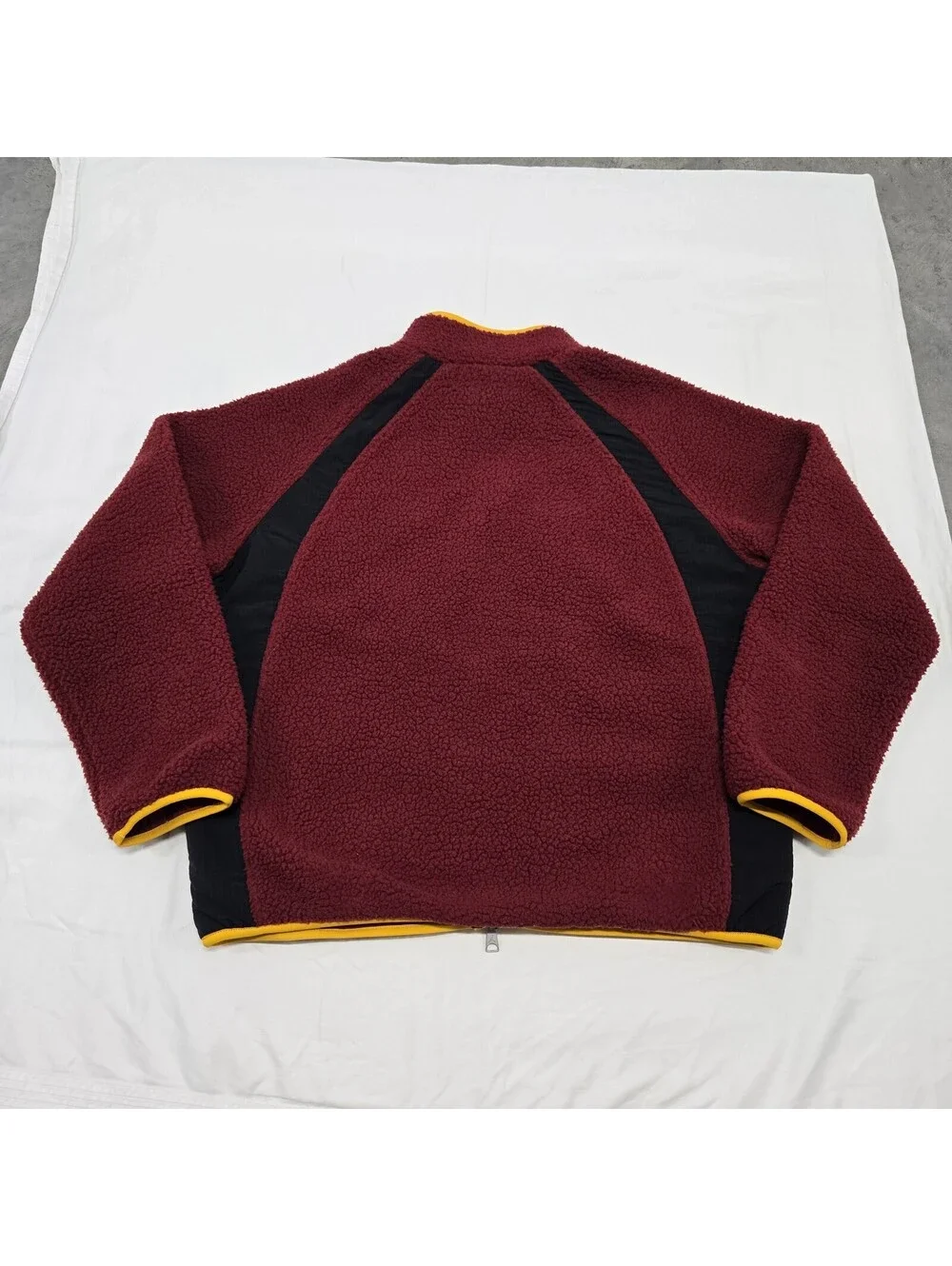 Men's LARGE Nike Air Jordan Full-Zip Black/Burgundy/Orange Sherpa Fleece Jacket